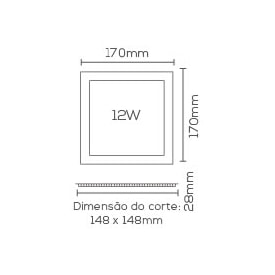 Plafon LED de Embutir Evoled Quadrado 12W 4000K - LE-4952