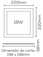 Plafon LED de Embutir Evoled Quadrado 18W 3000K - LE-4603