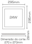 Plafon LED de Embutir Evoled Quadrado 24W 3000K - LE-4605