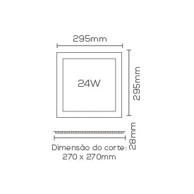 Plafon LED de Embutir Evoled Quadrado 24W 4000K - LE-4954