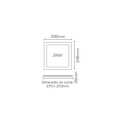 Plafon LED de Embutir Evoled Quadrado 24W 4000K - LE-4954