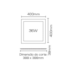 Plafon LED de Embutir Evoled Quadrado 26W 3000K - LE-4607