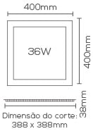 Plafon LED de Embutir Evoled Quadrado 36W 3000K - LE-4607
