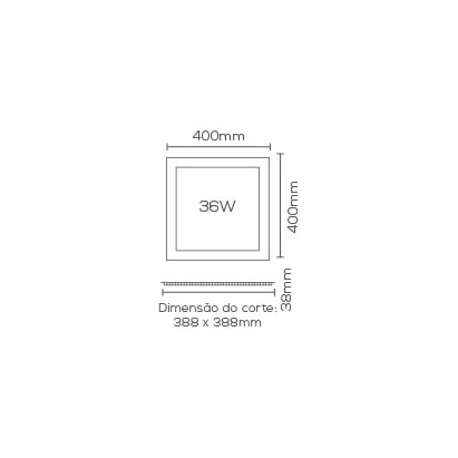 Plafon LED de Embutir Evoled Quadrado 36W 3000K - LE-4607