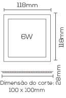 Plafon LED de Embutir Evoled Quadrado 6W 3000K - LE-4671