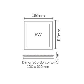 Plafon LED de Embutir Evoled Quadrado 6W 6000K - LE-4672