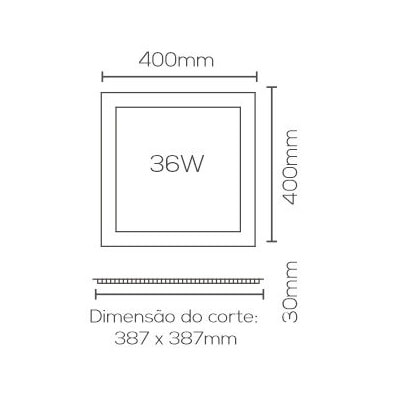 Plafon LED de Embutir Evoled Slim Quadrado 36W 4000K - LE-4955