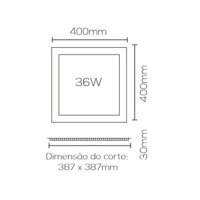 Plafon LED de Embutir Evoled Slim Quadrado 36W 4000K - LE-4955