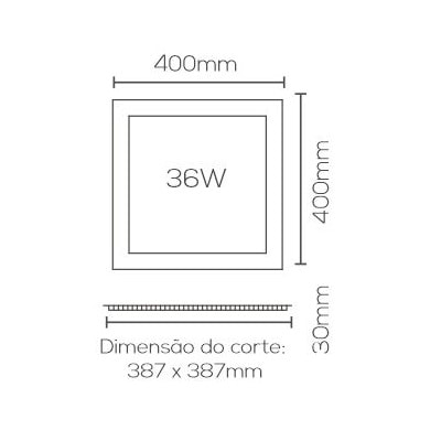 Plafon LED de Embutir Evoled Slim Quadrado 36W 6000K - LE-4608