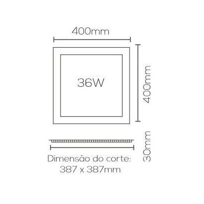 Plafon LED de Embutir Evoled Slim Quadrado 36W 6000K - LE-4608