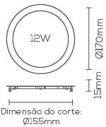 Plafon LED de Embutir Evoled Slim Redondo 12W 6000K - LE-4612