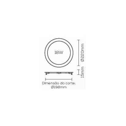 Plafon LED de Embutir Evoled Slim Redondo 18W 6000K - LE-4614