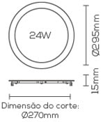 Plafon LED de Embutir Evoled Slim Redondo 24W 3000K - LE-4645