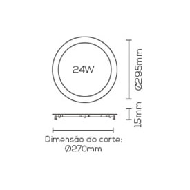 Plafon LED de Embutir Evoled Slim Redondo 24W 3000K - LE-4645