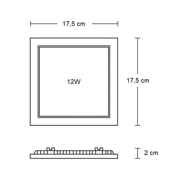 Plafon LED de Embutir UP Quadrado 12W 3000K - EQ12W-3K