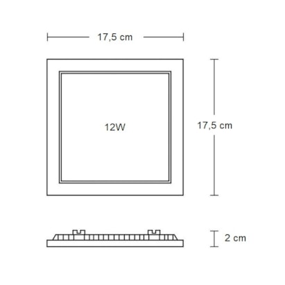 Plafon LED de Embutir UP Quadrado 12W 6500K - EQ12W-6K