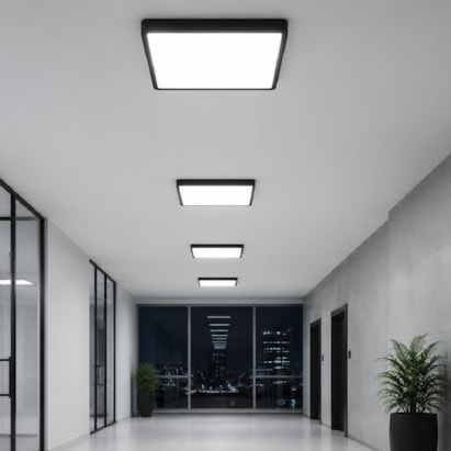 Plafon LED de Sobrepor Blumenau Play Quadrado 24W Bivolt Preto - 83666001