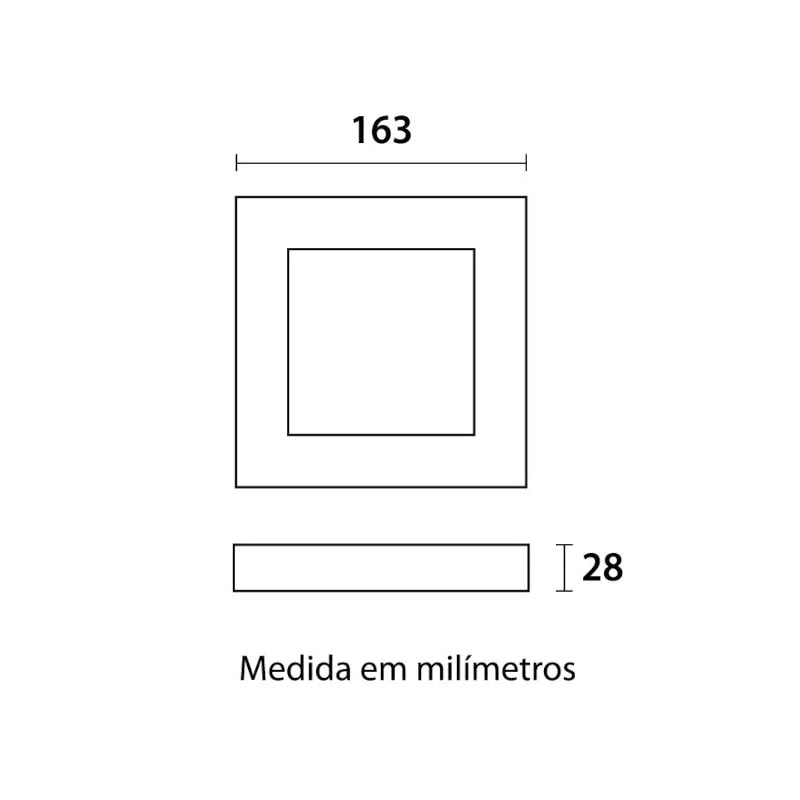 Plafon LED de Sobrepor Blumenau Quadrado 12W 4100K