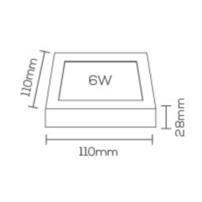 Plafon LED de Sobrepor Evoled Quadrado 6W 4000K - LE-4957