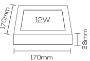 Plafon LED de Sobrepor Evoled Quadrado Slim 12W 3000K - LE-4631