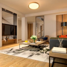 Plafon LED de Sobrepor Hevvy Siena Redondo 48W 51cm Imbuia - LY957151Y