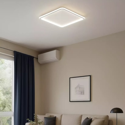 Plafon LED de Sobrepor Hevvy Slin Quadrado 34W 30cm Branco - PZ1058/300F