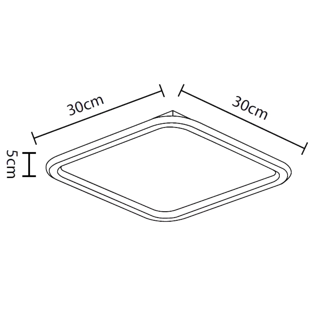 Plafon LED de Sobrepor Hevvy Slin Quadrado 34W 30cm Branco - PZ1058/300F