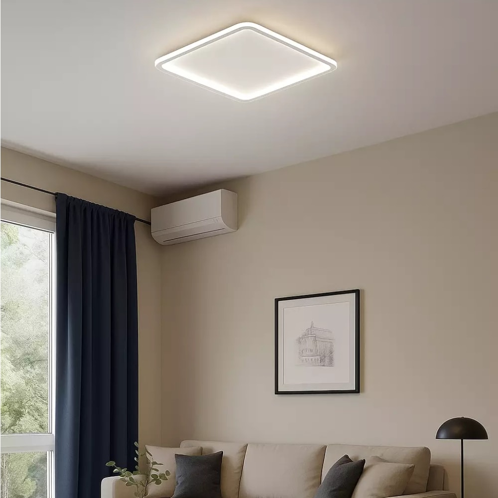 Plafon LED de Sobrepor Hevvy Slin Quadrado 46W 40cm Branco - PZ1058/400F