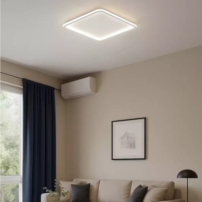 Plafon LED de Sobrepor Hevvy Slin Quadrado 46W 40cm Branco - PZ1058/400F