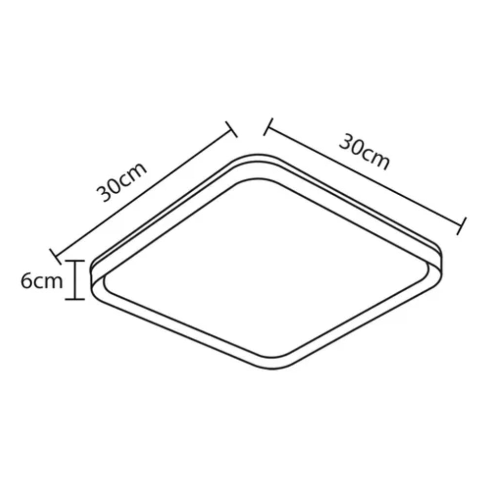 Plafon LED de Sobrepor Hevvy Toronto Quadrado 36w 40cm Branco e Dourado - LY8821BM