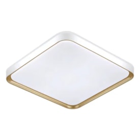 Plafon LED de Sobrepor Hevvy Toronto Quadrado 36w 40cm Branco e Dourado - LY8821BM