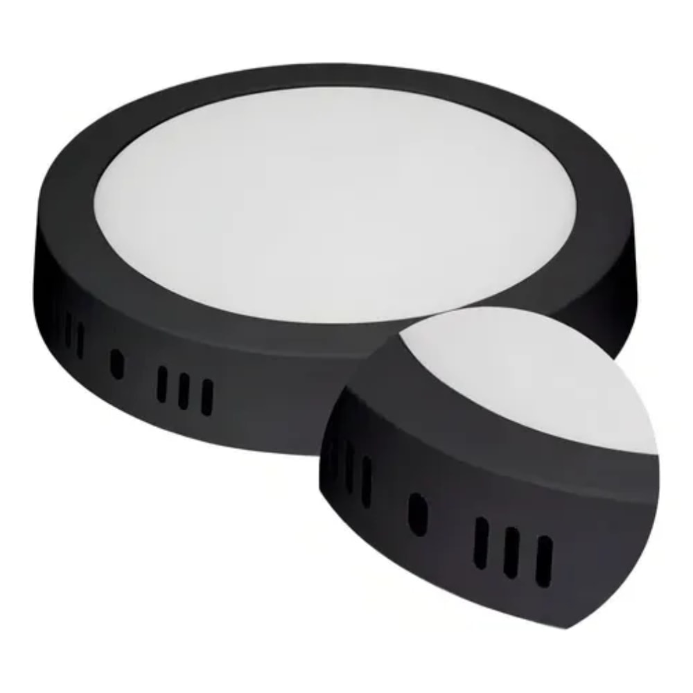 Plafon LED de Sobrepor LLUMM 18w 6000k Redondo Preto - RL28186PT
