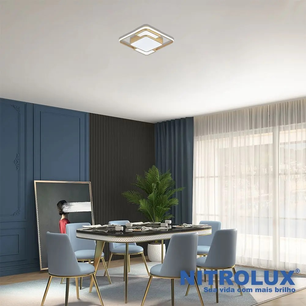 Plafon LED de Sobrepor Nitrolux Geo-001D 48W 3 em 1 - 6055