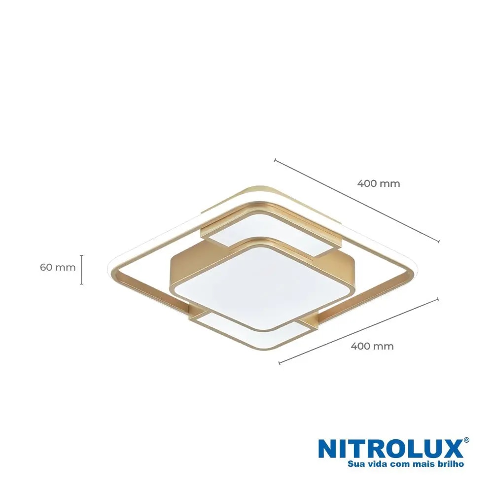 Plafon LED de Sobrepor Nitrolux Geo-001D 48W 3 em 1 - 6055