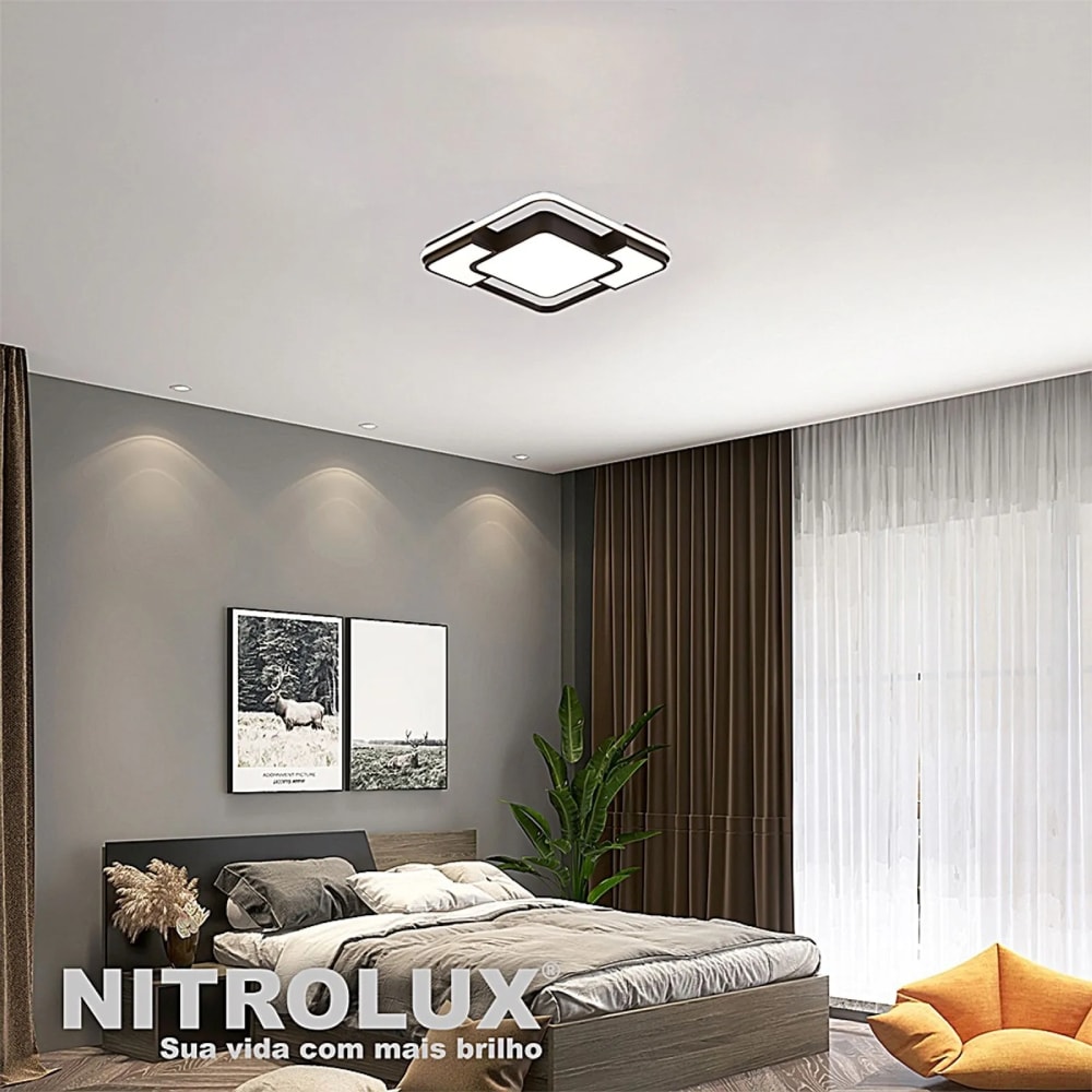 Plafon LED de Sobrepor Nitrolux Geo-001P 48W 3 em 1 - 6054