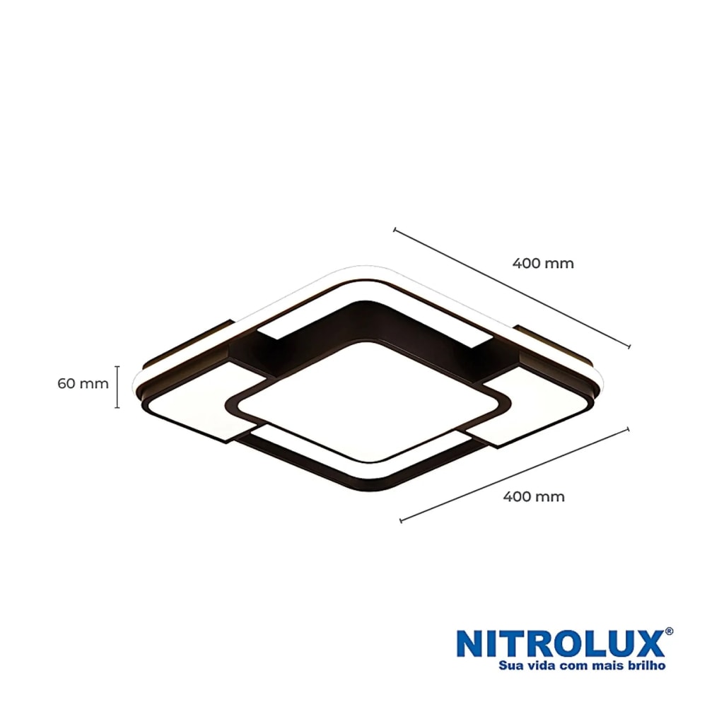Plafon LED de Sobrepor Nitrolux Geo-001P 48W 3 em 1 - 6054