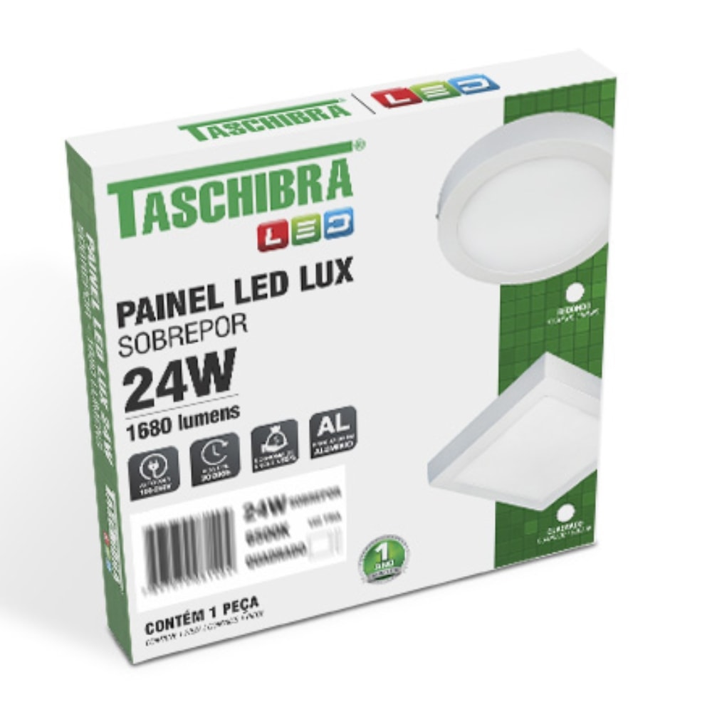 Plafon Led de Sobrepor Taschiba Lux 24W 6000K Redondo Branco - 15070118