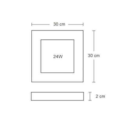 Plafon LED de Sobrepor UP Led Quadrado 24W 6500K Branco - SQ24W-6K