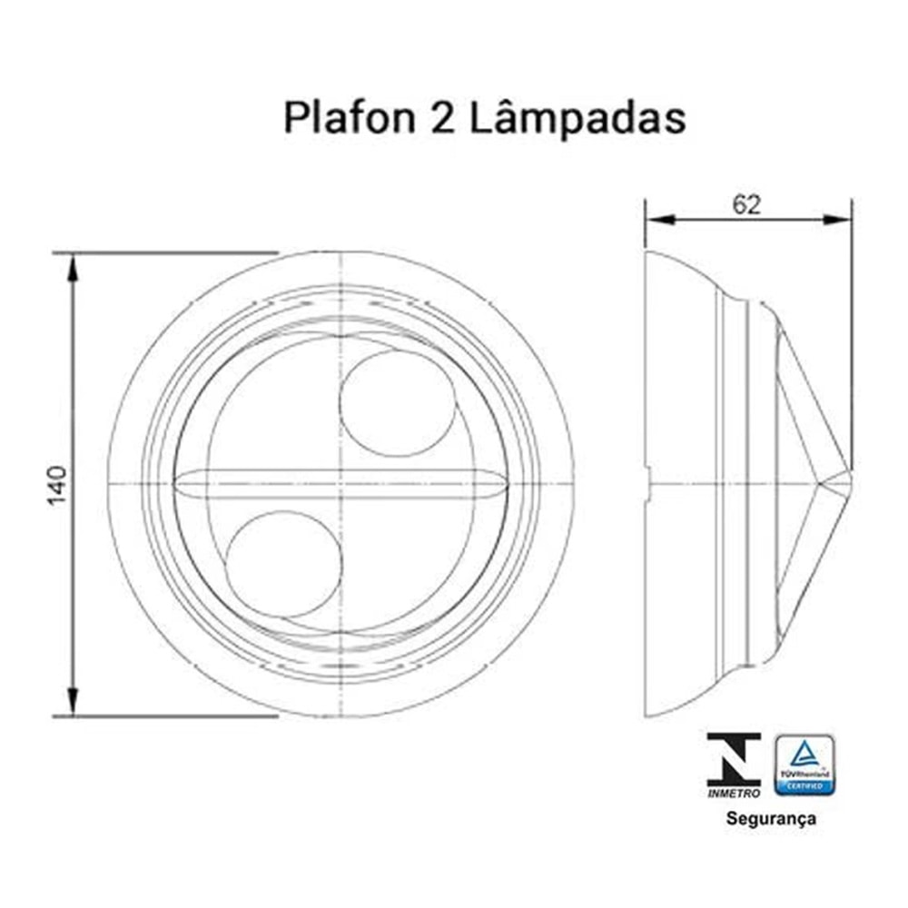 Plafon MS para 2 Lâmpadas