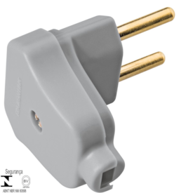 Plugue Angular 2P 10 A 250 V Tramontina Cinza
