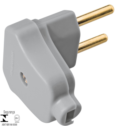 Plugue Angular 2P 10 A 250 V Tramontina Cinza