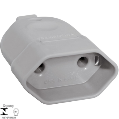 Plugue Fêmea 2P 10 A 250 V Tramontina Cinza