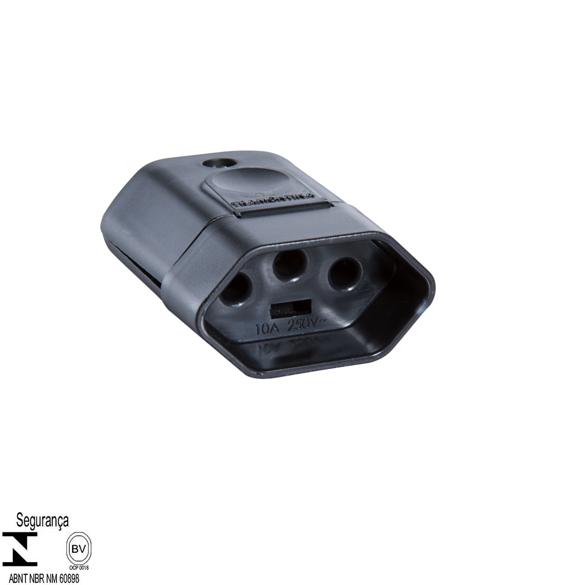 Plugue Fêmea 2P+T 250 V 20 A Tramontina Preto