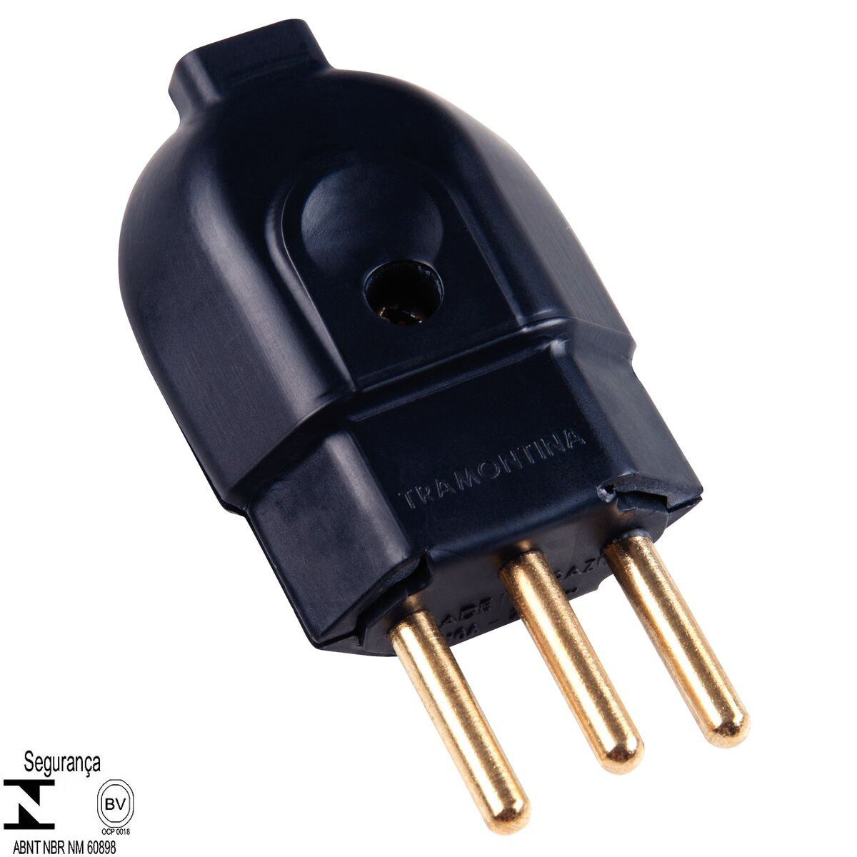Plugue Macho 2P+T 10 A 250 V Tramontina Preto