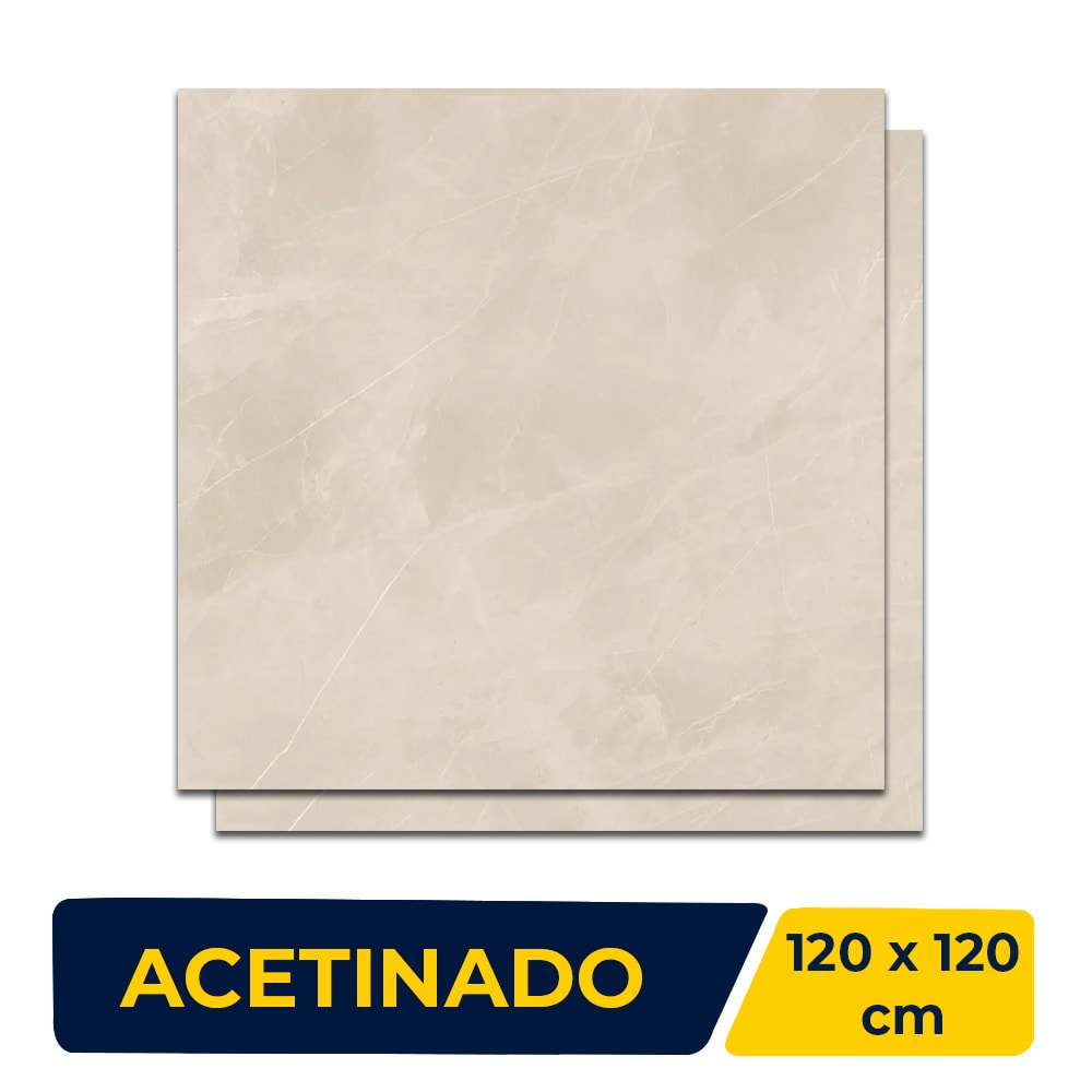 Porcelanato Acetinado 120x120cm Caixa 2,85m² Incepa Ortiz Bege Retificado - INC04DO0016