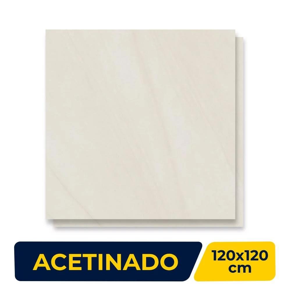 Porcelanato Acetinado 120x120cm Caixa 2,85m² Roca Boulevard Beige Retificado - ROC04DO00461