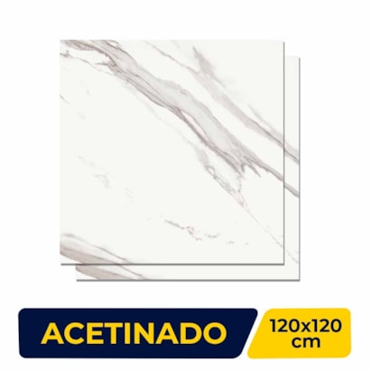 Porcelanato Acetinado 120x120cm Caixa 2,85m² Roca Calacata Light MT Retificado - FO102E801