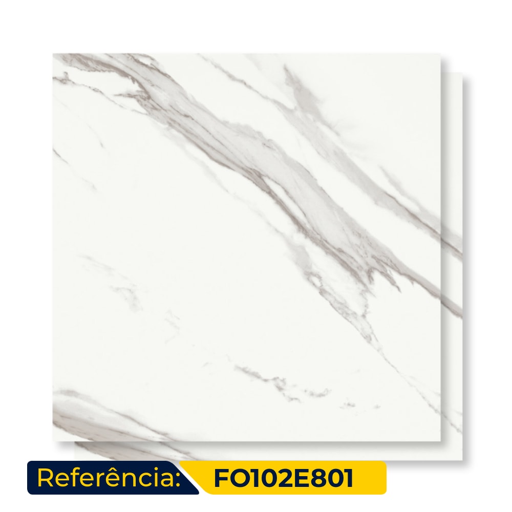 Porcelanato Acetinado 120x120cm Caixa 2,85m² Roca Calacata Light Retificado - FOI02E801