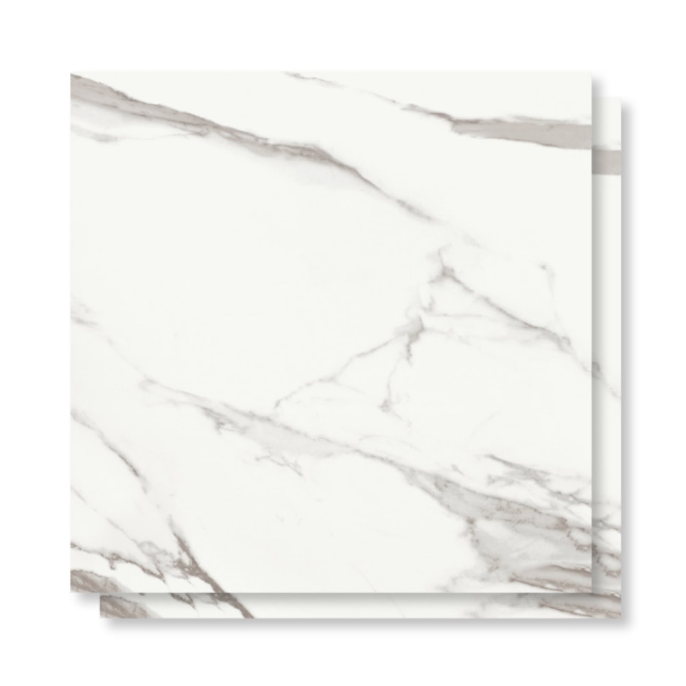 Porcelanato Acetinado 120x120cm Caixa 2,85m² Roca Calacata Light Retificado - FOI02E801