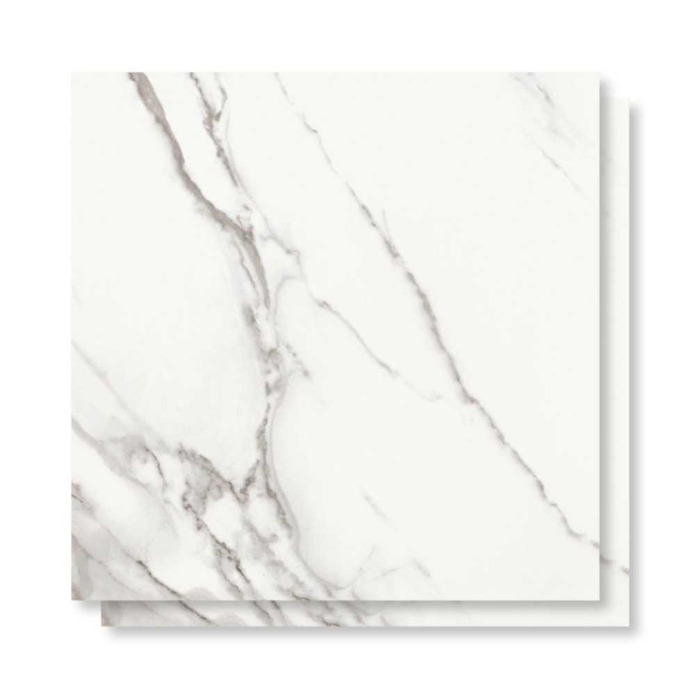 Porcelanato Acetinado 120x120cm Caixa 2,85m² Roca Calacata Light Retificado - FOI02E801